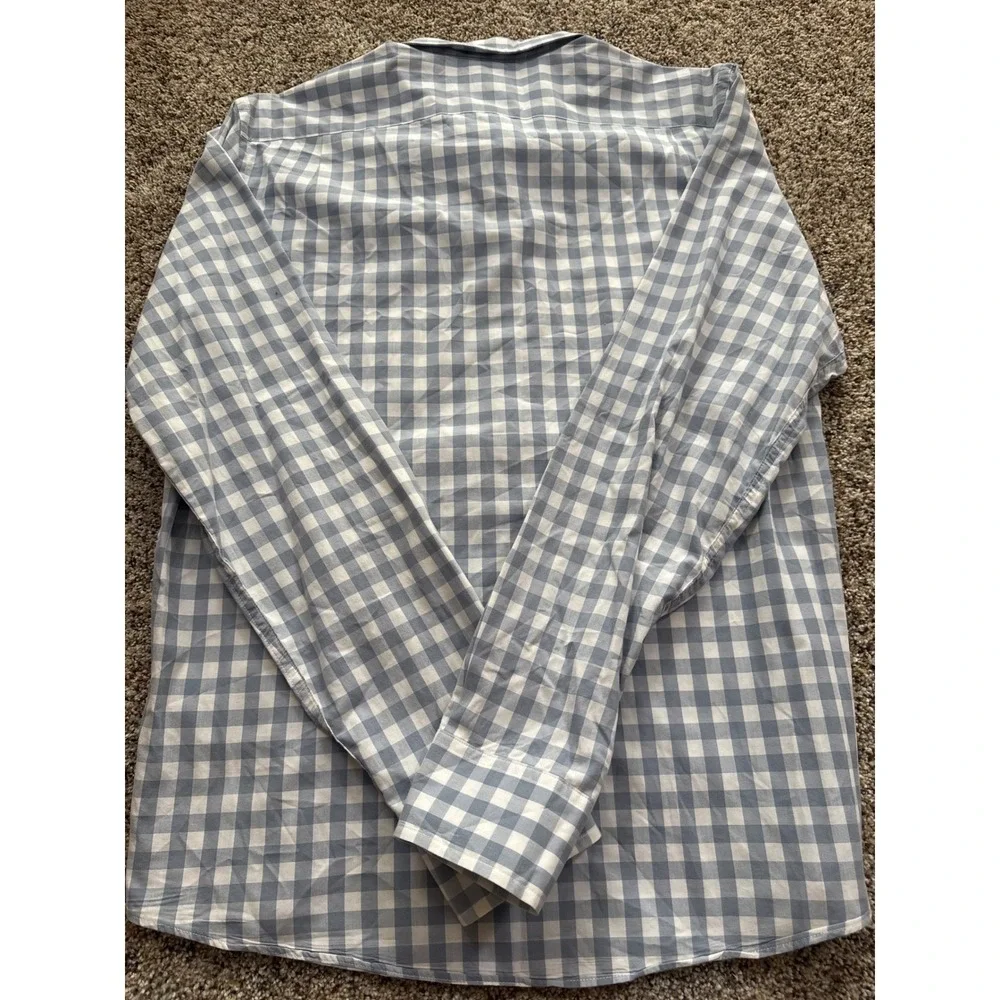 J Crew Slim Fit Blue White Gingham‎ Check Button Down Shirt Men's Size Large